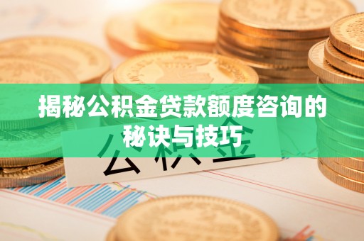 高唐揭秘公积金贷款额度咨询的秘诀与技巧